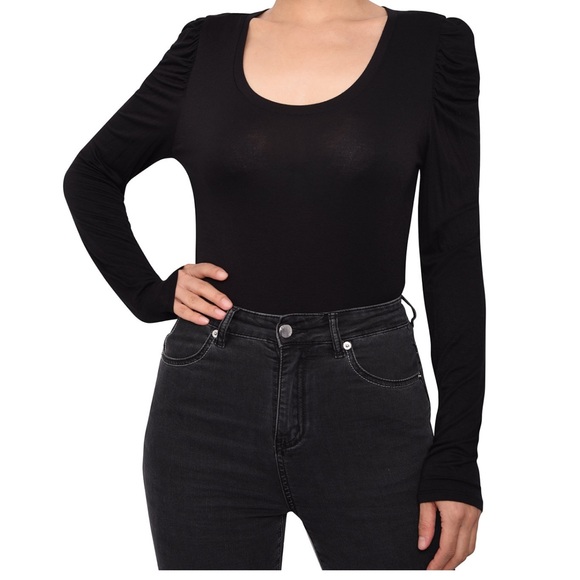 New Derek Heart juniors’ ruched sleeve bodysuit 0 2 xs soft birthday black 🎁 top - Picture 1 of 4